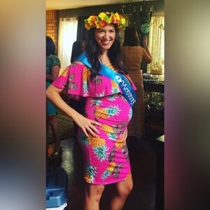 My Bump Ruffle Off-Shoulder Maternity Dress - M